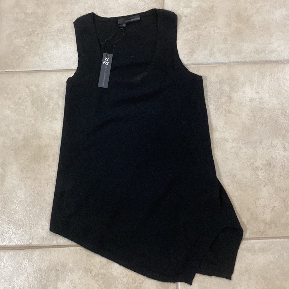 360 Cashmere black asymmetrical hem tunic